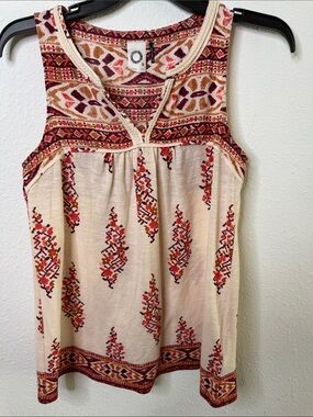 Akemi + Kin Boho Cream Embroidered Sleeveless Tank Top